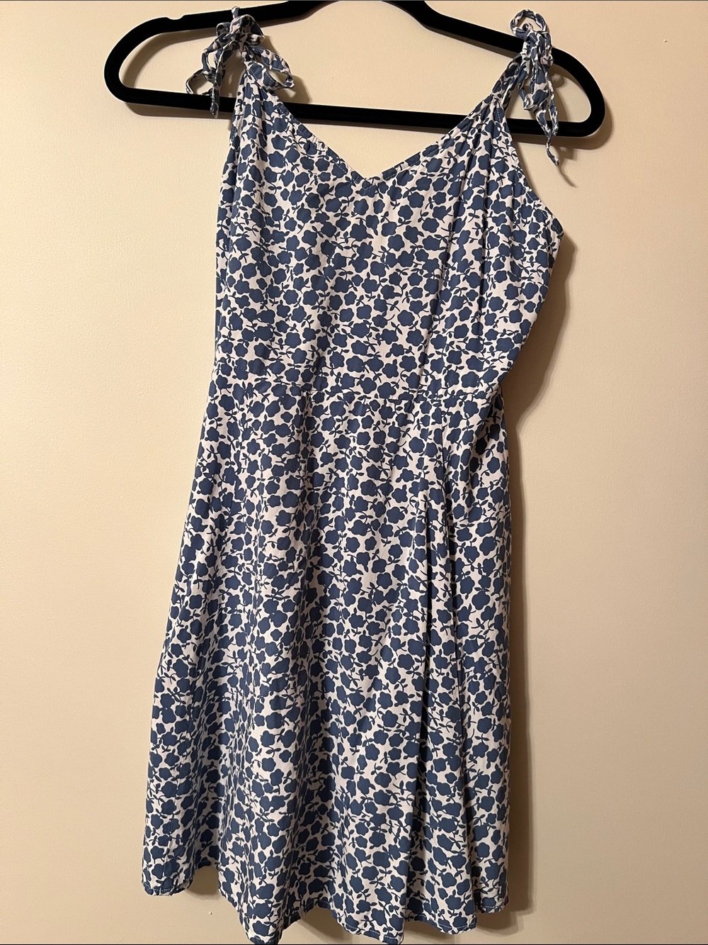 Blue and White Floral Tie-Shoulder Sundress